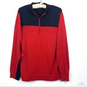 VTG 90s Y2K Tommy Hilfiger Spellout 1/4 Zip Colorblock Sweater Preppy Mens Sz XL
